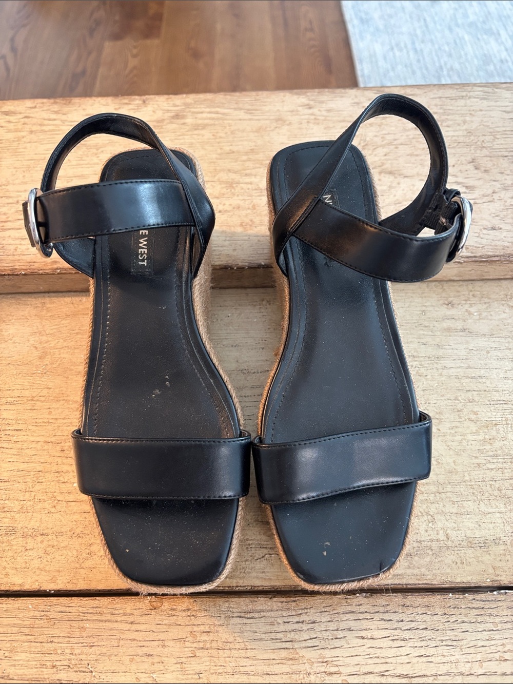 Nine West Black Strappy Ankle Buckle Sandals